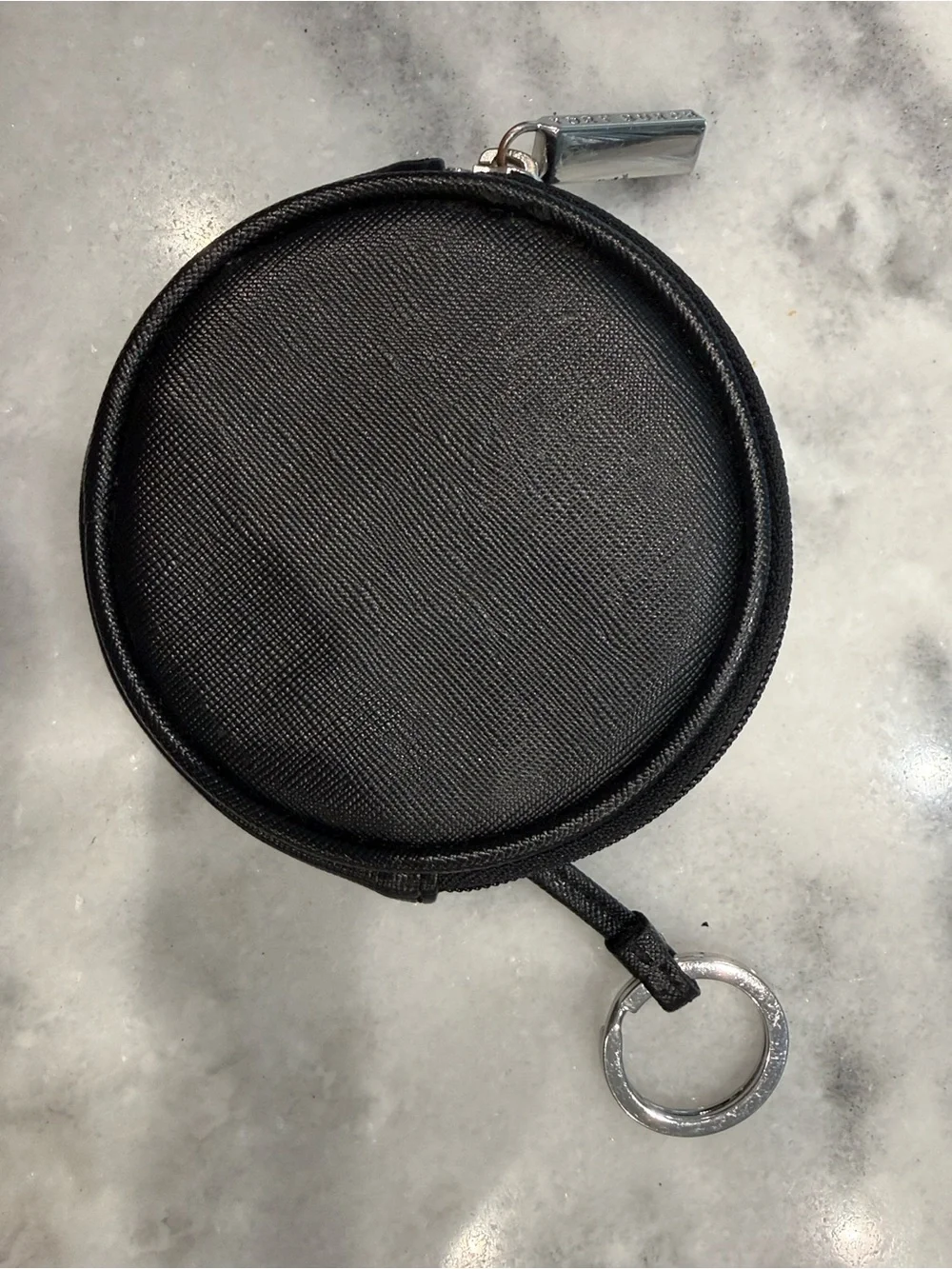 TORY BURCH Black Round Key Pouch